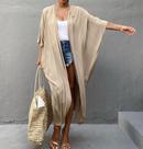 E0428 Kimono Feminino Saída Praia Plus Size Solto Luxo Nude