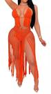 E0806 Conjunto Feminino Top Saia Franja Crochê Saída De Praia N39