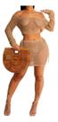 E0910-Conjunto Festa Balada Sexy Cropped Saia Manga Longa Jl151