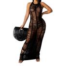 E1105-Vestido Feminino Longo Crochê Colado Sexy Festa Balada Carnaval Tricô Saída Praia Justo E1105-Vestido Feminino Longo Crochê Colado Sexy Festa Balada Carnaval Tricô Saída Praia Justo