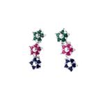 EarCuff Flores Zirconias Colors Prata Semijoia Lizzy Fatin