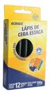 Eataca de Giz de Cera - 12 Unidades - Preto - ACRILEX Eataca de Giz de Cera - 12 Unidades - Preto - ACRILEX