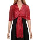 Echarpe Lenço Xale Brilhante Estampado Festas Vermelho -