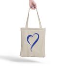 Ecobag Coração Desenho Bolsa de Praia Feminina Grande Tecido Costura de Algodão Cru Ecológica 30x40