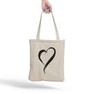 Ecobag Coração Desenho Bolsa de Praia Feminina Grande Tecido Costura de Algodão Cru Ecológica 30x40