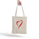 Ecobag Coração Desenho Bolsa de Praia Feminina Grande Tecido Costura de Algodão Cru Ecológica 30x40
