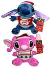 Edição Especial Natal Conjunto Casal Alienígena Pelúcia Média Com Roupa Papai Noel E Árvore Decoração Natalina Stitch e Angel Disney