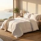 Edredom Cama Casal Queen Premium Toque Macio Reversível Microfibra 400 Fios Branco Cinza
