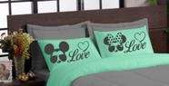 Edredom Casal Queen 05 Peças LOVE VERDE CINZA
