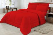 Edredom casal queen microfibra 05 peças todo vermelho