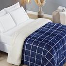 Edredom Coberdrom Austim Queen Original Sherpa e Manta - Marinho - 100% Poliéster