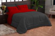 Edredom D.Face Casal Queen Love Life Vermelho Preto 5 Peças