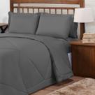 Edredom De Cama Queen Dupla Face Macio Liso Margarida Com Fronhas - 3 pçs Cinza
