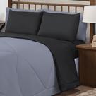 Edredom De Cama Queen Dupla Face Macio Margarida Com Fronhas - 3 pçs Preto com Cinza