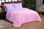 Edredom dupla face Casal Queen 05 Peças Lilas com Rosa
