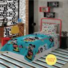 Edredom Dupla Face Microfibra Solteiro Estampado Mickey 1,40 m x 2,10 m 1 peca