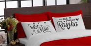 Edredom estampado mae rainha dupla face hipercal 200fios casal queen vermelho branco