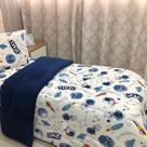 Edredom Fantasy Solteiro 01 Peça Infantil Tecido Malha 100% Algodão Macio Dupla Face - Astronauta Azul
