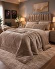 Edredom flannel slim matelassê liso king taupe