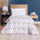 Edredom Joy Kids Infantil Solteiro 01 Peça Micropercal 200 Fios Dupla Face Estampado - Rainbow Rosa - 100% Poliéster
