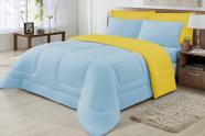 Edredom King Dupla Face 2,50m x 2,90m Malha Azul bb-Amarelo