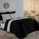 Edredom King Nobre 1 Peça Dupla Face 2,50m X 2,90m Malha 100% Algodão - Preto / Cinza