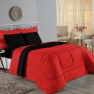 Edredom King Nobre 1 Peça Dupla Face 2,50m X 2,90m Malha 100% Algodão - Vermelho / Preto