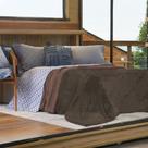 Edredom King Plush Dupla Face 240x260cm 100% Poliéster Marrom Bene Casa