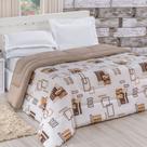 Edredom King Quality Estampado Dupla Face 100% Algodão Fio Penteado 1 Peça - Avelã