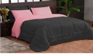 Edredom microfibra d.face casal queen 06 peças rose preto