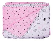 Edredom Para Bebe Reininho Encantado Berço Menina Rosa 85cm X 1,30m 100% Algodão - Minasrey