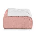 Edredom Plush Sherpa Queen Rosa Poema Liso - Hedrons