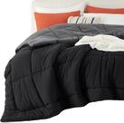 Edredons Bedsure Queen Size inserto de edredom preto/cinza edredom alternativo acolchoado para todas as estações com abas de canto Lavável à máquina (preto/cinza, Queen 88 x 88 polegadas)