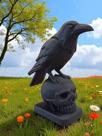 Efeite Estatua Pássaro Corvo na Caveira - Decoração Ocultismo em impressão 3D