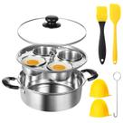 Egg Poacher Pan FELISTORY, antiaderente, aço inoxidável, 4 xícaras