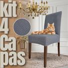 Egípcia - Kit 4 Capas de Cadeira Linha Gold Anti Gato - Cinza