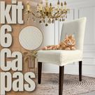 Egípcia - Kit 6 Capas de Cadeira Linha Gold Anti Gato - Creme