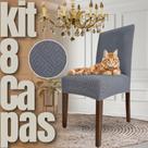 Egípcia - Kit 8 Capas de Cadeira Linha Gold Anti Gato - Cinza