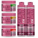 Eico Kit Salão Em Casa Cronograma Shampoo 800ml e Condicionador 750ml + 3 Máscaras Tratamento 270g Eico Kit Salão Em Casa Cronograma Shampoo 800ml e Condicionador 750ml + 3 Máscaras Tratamento 270g