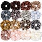 Elástico de Cabelo Ivyu 16 Unidades de Scrunchies de Cetim para Cabelos Grossos Elástico de Cabelo Ivyu 16 Unidades de Scrunchies de Cetim para Cabelos Grossos