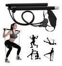 Elastico Exercicio Barra Pilates Extensor Ginastica Portátil Preto