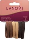 Elásticos de Cabelo Cappuccino Marrom Lanossi Beauty & Care sem Metal com 6 Unidades