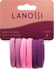 Elásticos de Cabelo Violet Lanossi Beauty & Care Lilás e Roxo 6 Unidades Fixação Confortável