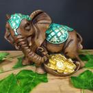 Elefante com moedas turquesa 14cm Elefante com moedas turquesa 14cm