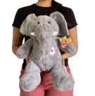 Elefante Pelucia Médio Com Flor - Cinza