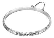 Elegante Pulseira Feminina De Prata 925 Rígida E Trabalhada
