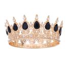 Elegante tiara de coroa de casamento barroca dourada e preta.