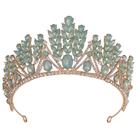 Elegante tiara de cristal barroco com cristais de gelatina verde