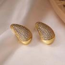 Elegantes Brincos De Zircônia Em Forma De Gota De Água Com Banho De Ouro Coreano Para Mulheres, Elegantes Brincos De Zircônia Em Forma De Gota De Água Com Banho De Ouro Coreano Para Mulheres,