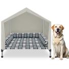 Elevated Dog Bed House Caghash 2 em 1 à prova de intempéries com travesseiro